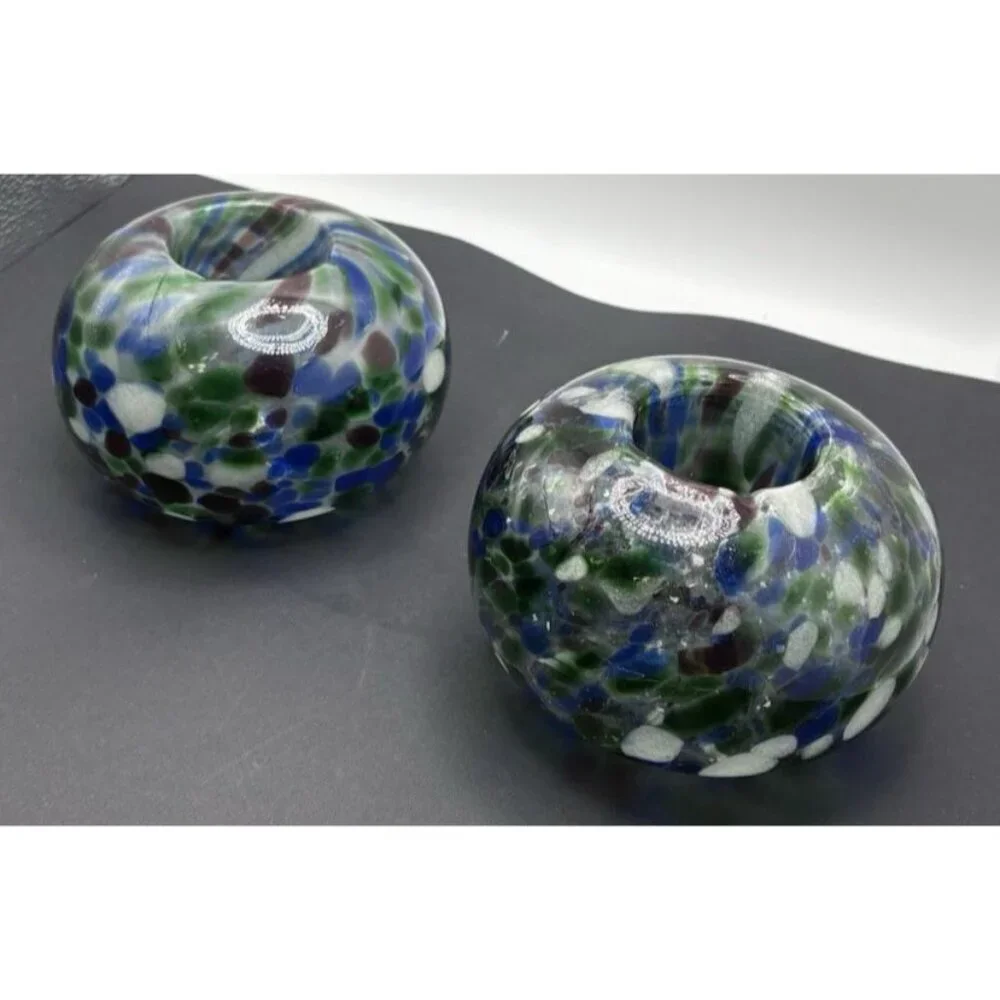 Vintage Handblown Glass Votive Candle Holder Set Of 2
